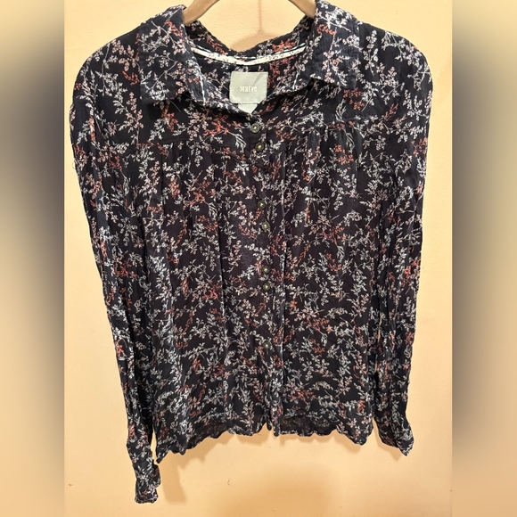 NWOT Anthropologie Maeve Bainbridge Buttondown Blk Floral Blouse Women’s Size 10 - Picture 5 of 14